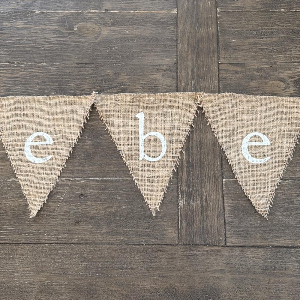 Burlap 'Bebe' Banner with White Hearts - Picture 5 of 8